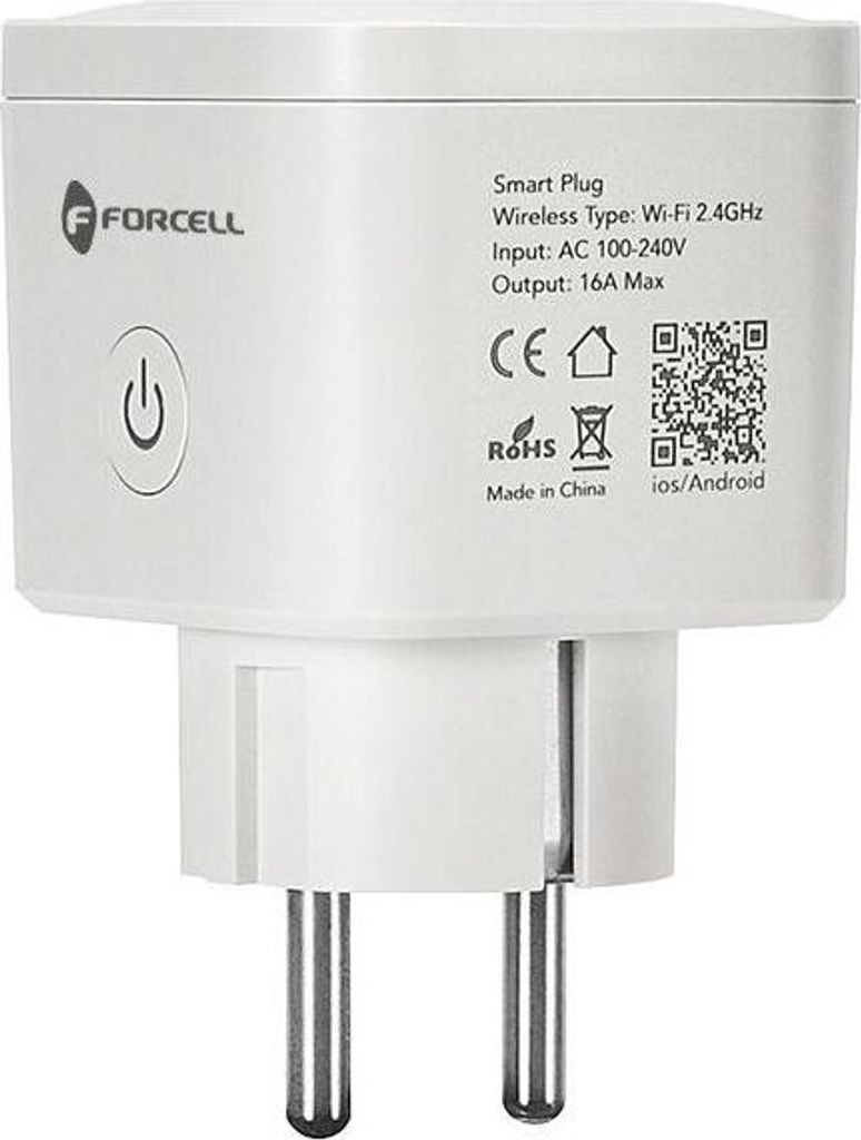 FORCELL F-ENERGY EU02 Smart Plug 230V with WiFi, programmer and Tuya/Amazon Alexa support - white