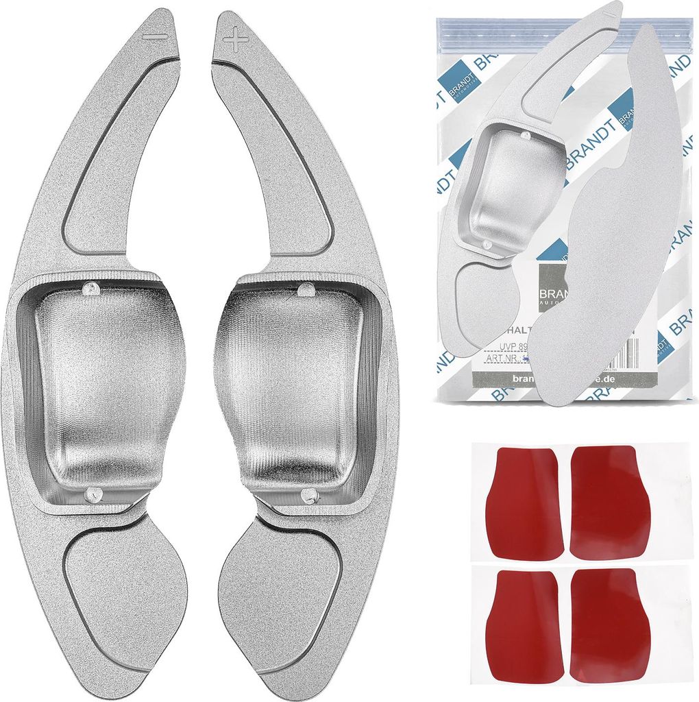 BRANDT Schaltwippen Verlängerung SET Aluminium SILBER kompatibel mit SEAT LEON II 1P TOLEDO III 5P ALTEA ALHAMBRA II 7N