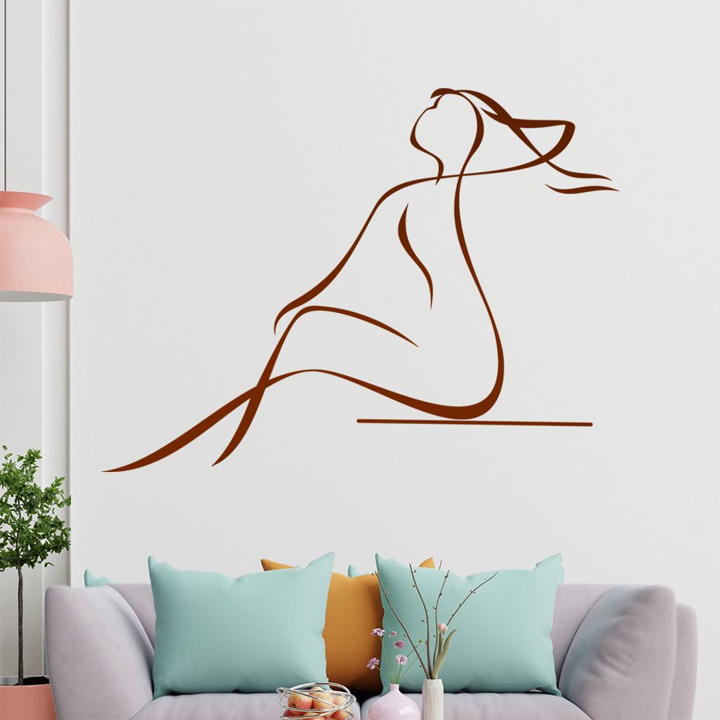 Frau sitzend Wandtattoo in 6 Größen - Wandaufkleber Wall Sticker - Dekoration, Küche, Wohnzimmer, Schlafzimmer, Badezimmer