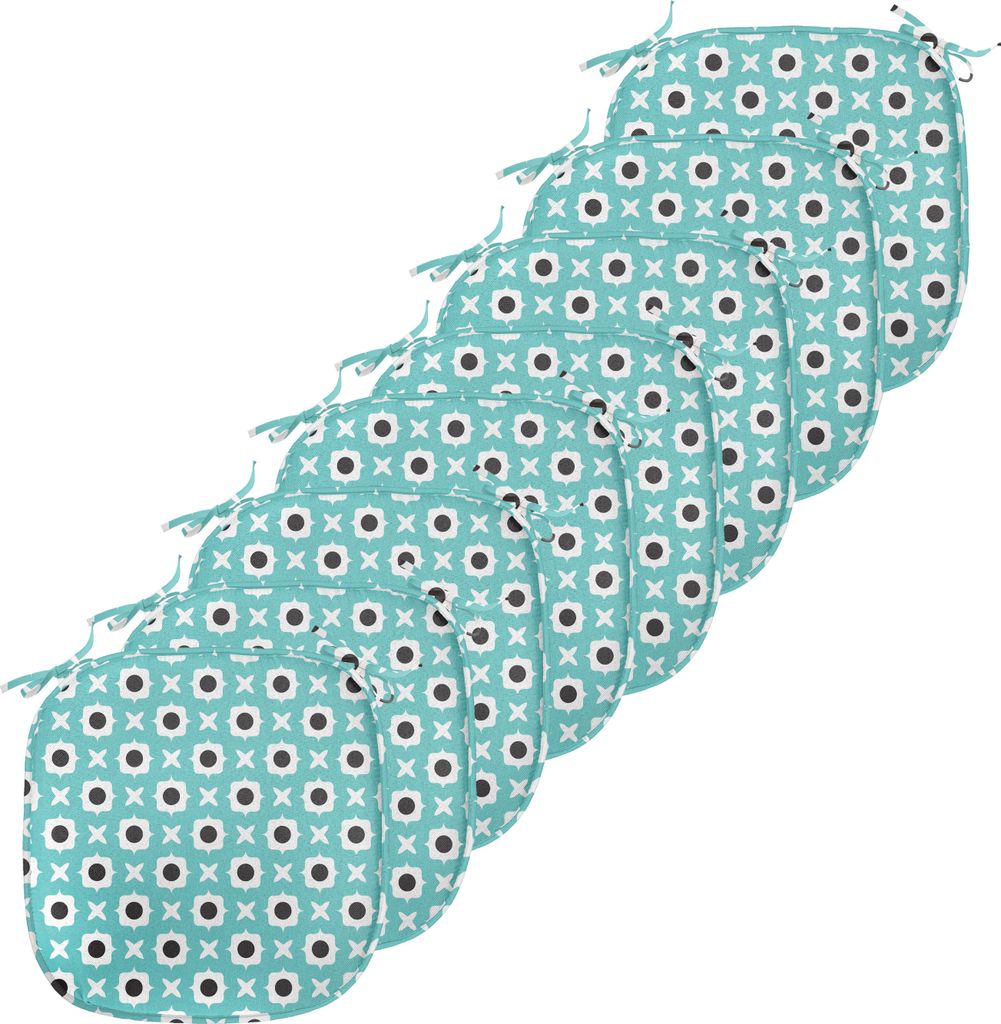 ABAKUHAUS Retro Polster für Esszimmerstühle, Abstrakte Ornamente Dots, Dekoratives wasserfestes Kissen mit Riemen für Küchensitze, 40 cm x 40 c...