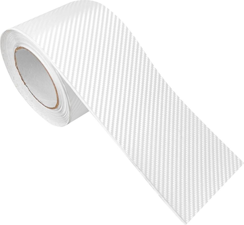 Carbon Folie 10x100 cm - Carbon 3D Weiß - Carbonfolie matt mit Luftkanal-Kleber – leicht anzubringen - Klebefolie Möbel selbstklebend für Küc...