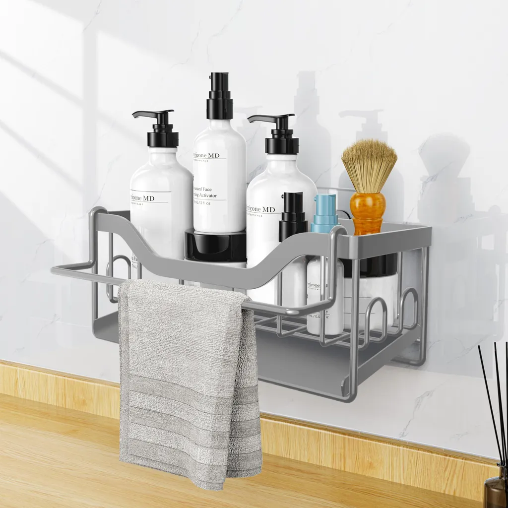 Rangement évier anti-humidité : organiseur lavabo noir avec égouttoir