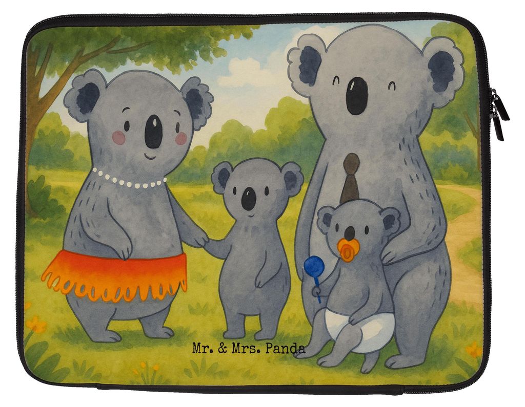 Mr. & Mrs. Panda Laptop Tasche Koala Familie Design 27 x 36 cm - Weiß - Geschenk, Hülle, Family, Mama, Laptoptasche, Laptophülle, Kinder, Mutter...