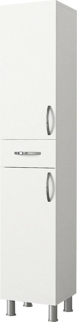 Säulenschrank Arkab, Schrank für Badezimmer oder Küche, Multifunktionaler Hochschrank, Mehrzweckschrank, 35x31 h179 cm, Weiß