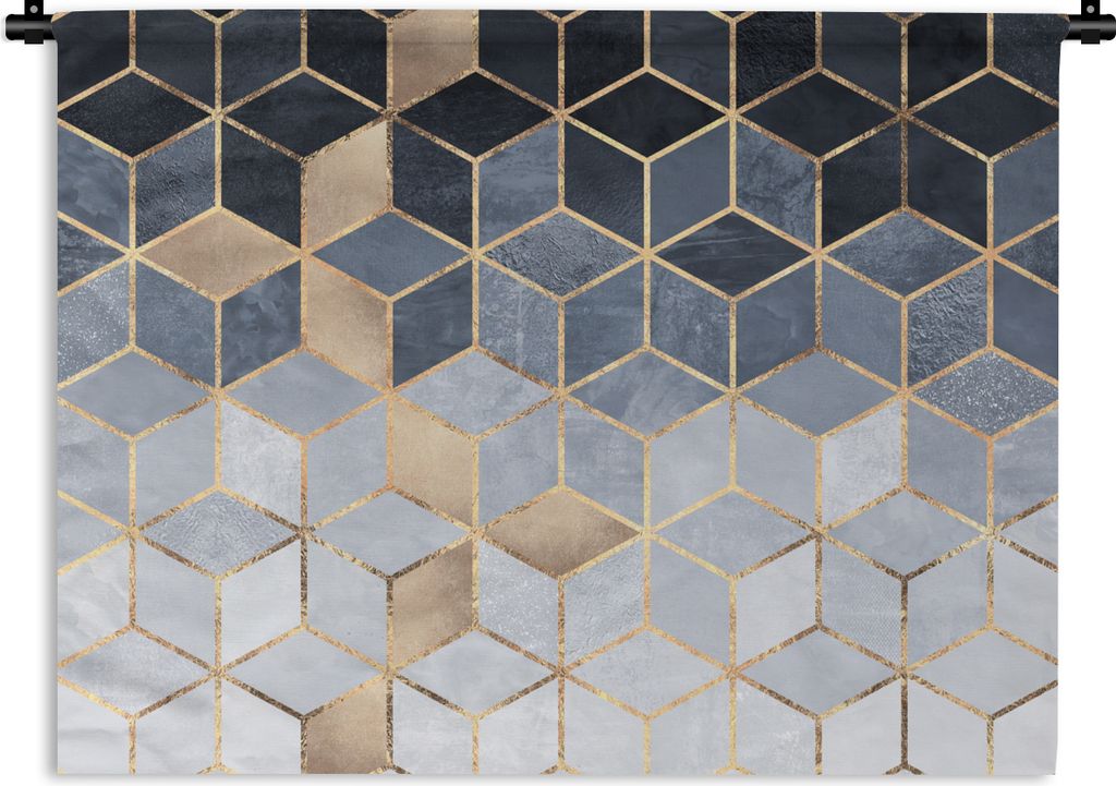 MuchoWow Wandteppich Wandbehang Würfel - Gold - Muster 60x45 cm Tapisserie Dekoration Wandtuch - Das Schlafzimmer