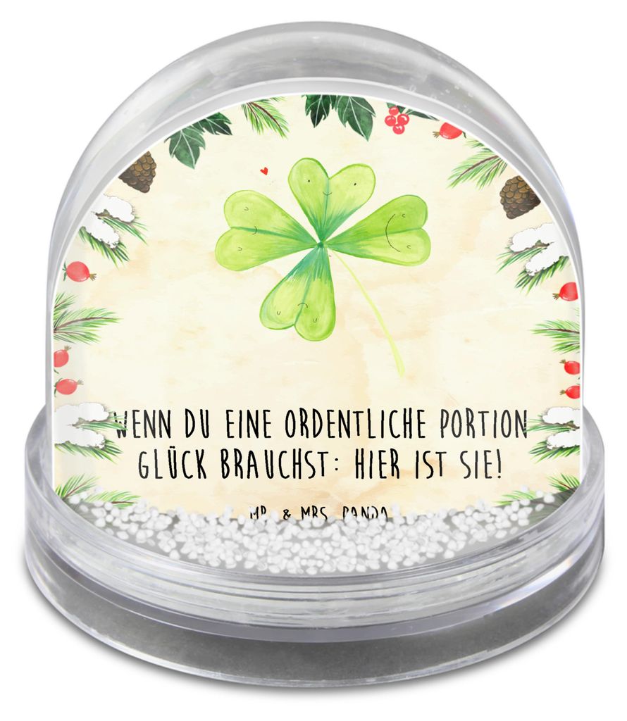 Mr. & Mrs. Panda Schneekugel Weihnachten Blume Kleeblatt - Naturpapier - Geschenk, Umzug, Glücksbringer, Garten, Glück, Neuer Job, schnee kugel, ...