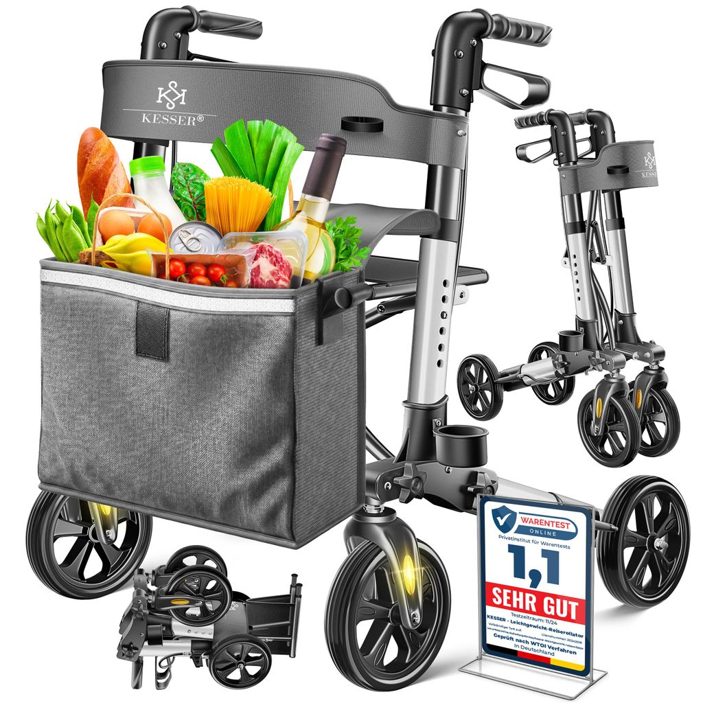 KESSER® Rollator Aluminium faltbar, höhenverstellbar & bis Produktbild 