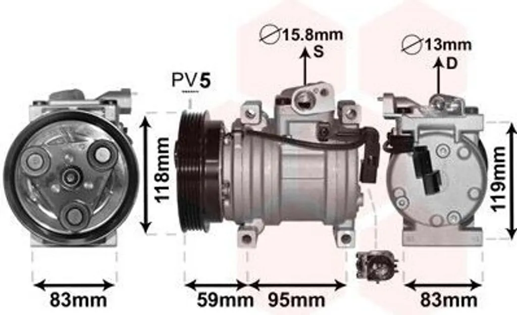 Compresseur de climatisation Van Wezel 12V pour KIA Picanto - Neuf