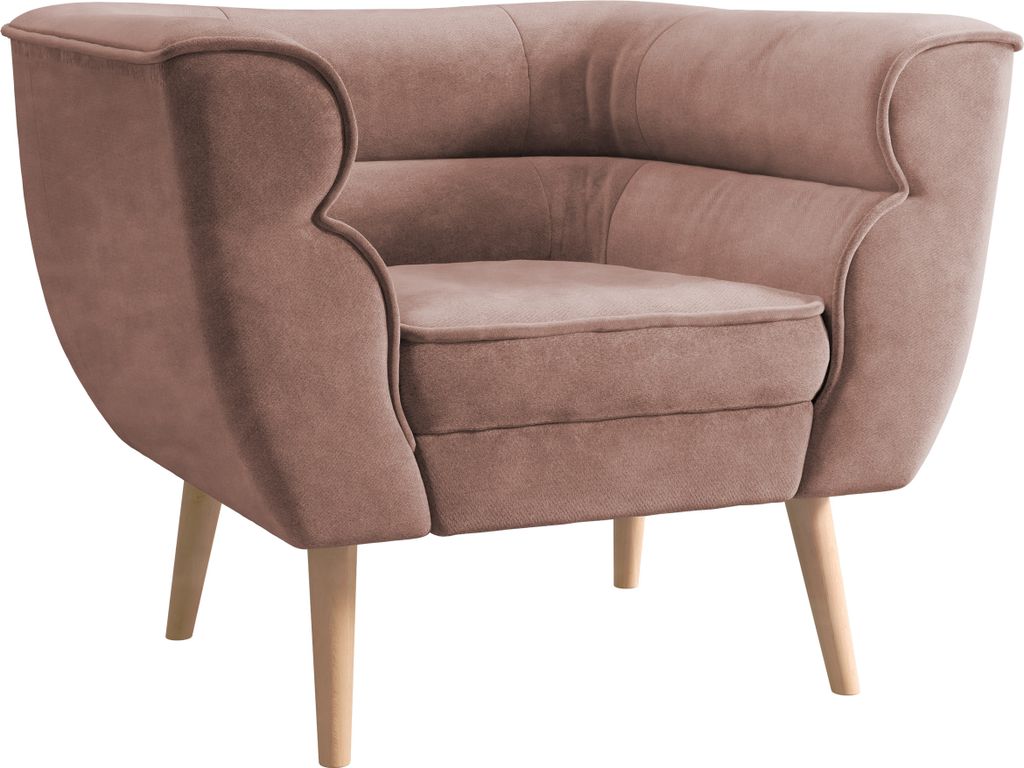 MIRJAN24 Sessel Bal 1, Polstersessel mit Wellenfeder, Holzfüße, Wohnzimmer Kollektion (Farbe: Kronos 27)