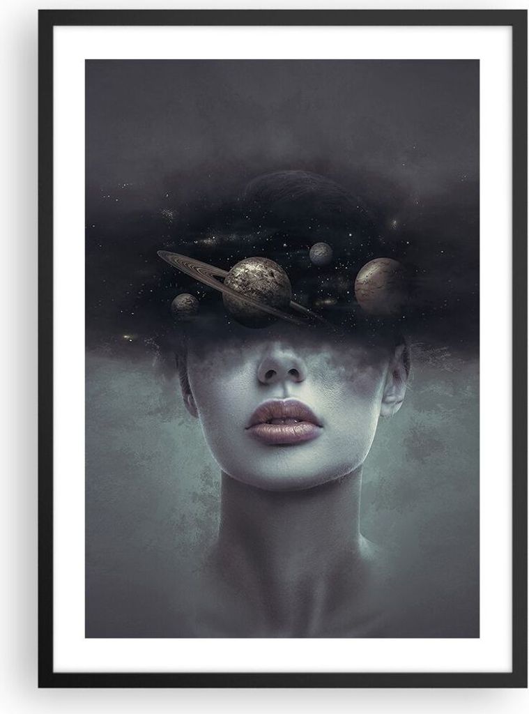 Gerahmtes Poster - Schwarzer Rahmen - Quinoa Frau Gesicht - 50x70 cm - Wand Bild - Wanddeko - Wandbilder - Kunstposter - Wandposter - Bilderrahmen ...