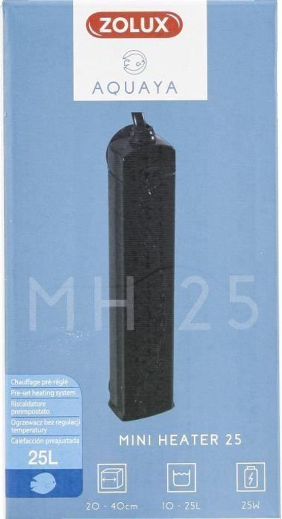 Aquarium Heizung Zolux, 23 W, 10-25 L, Voreingestellt 25°C, Stoßfest