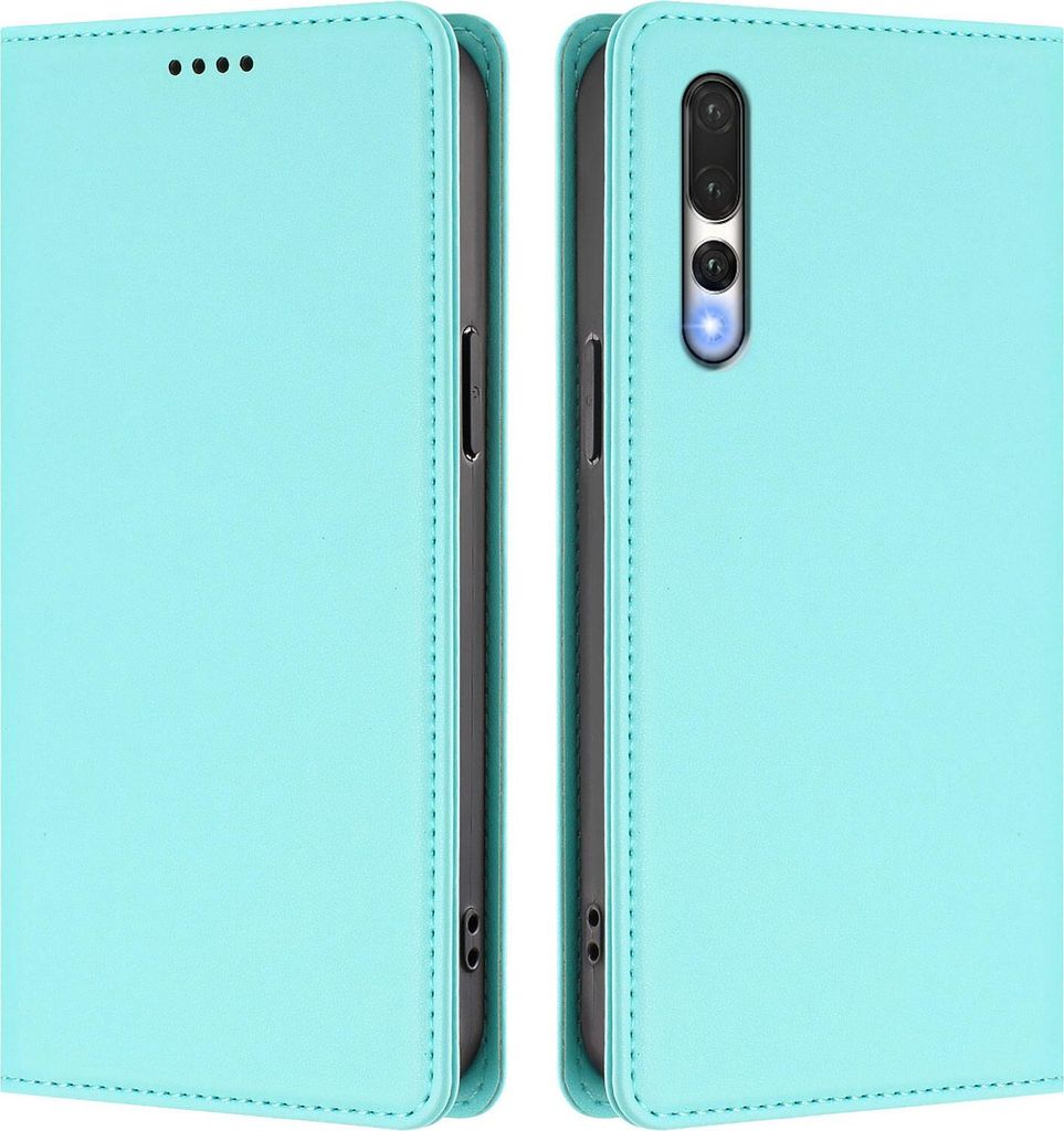 Handyhülle für Huawei P20 Pro, Kunstleder Klapphülle Stoßfeste Magnetische Hülle mit Ständer Türkis