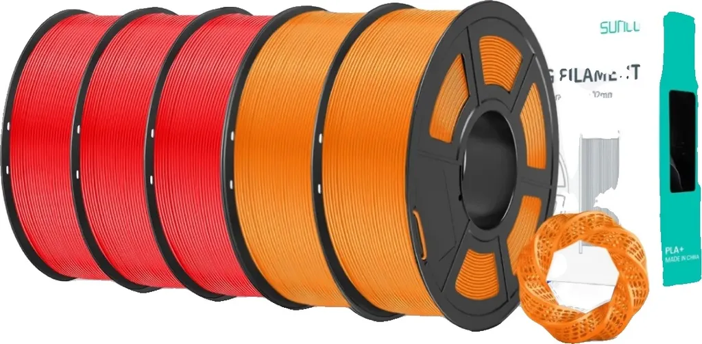 SUNLU Filamento PLA+ 1.75mm Rosso Arancione - Stampa 3D Professionale