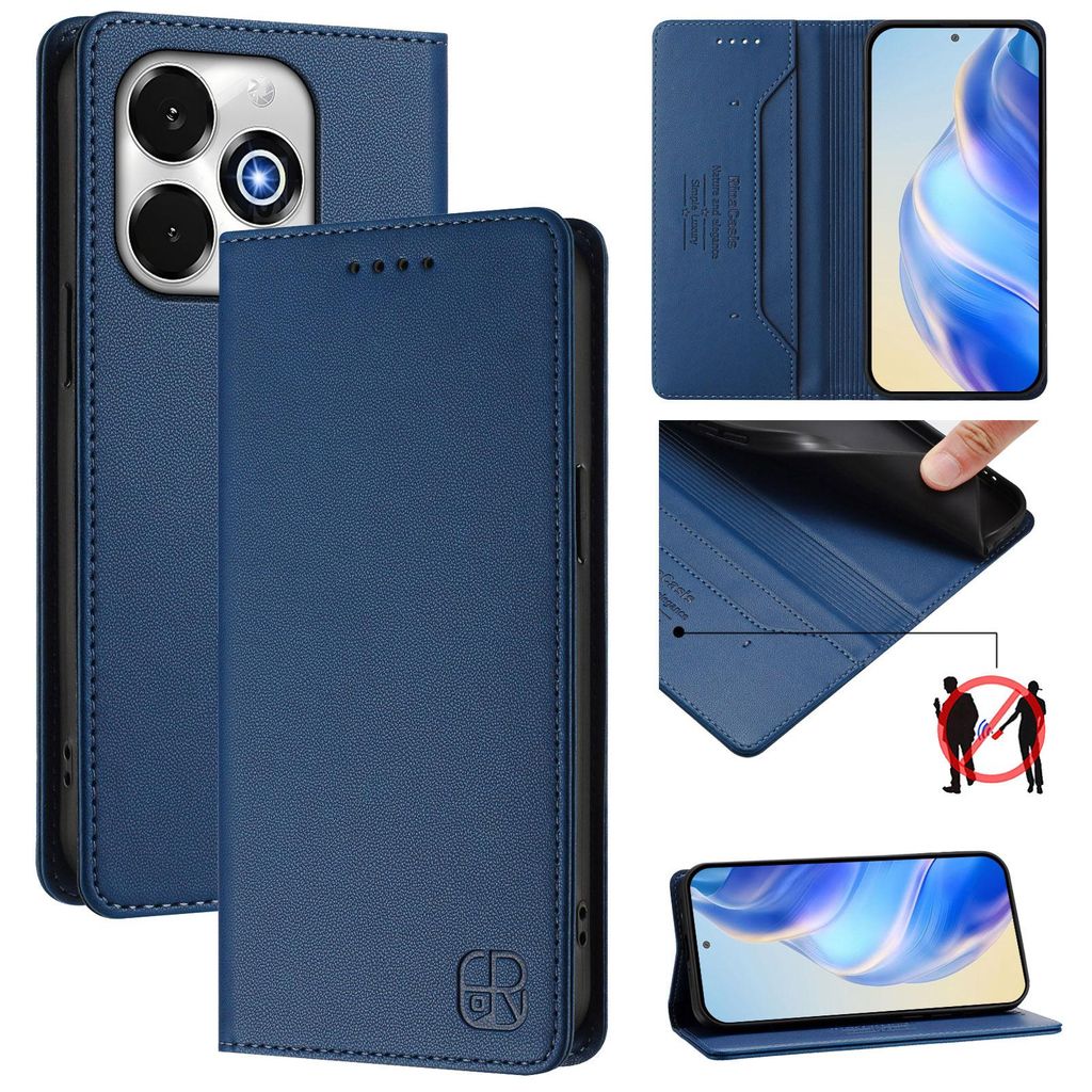 Lederhülle für Umidigi G100X Hülle Flip Brieftasche Kartenfächern Ständer Schutzhülle Blau