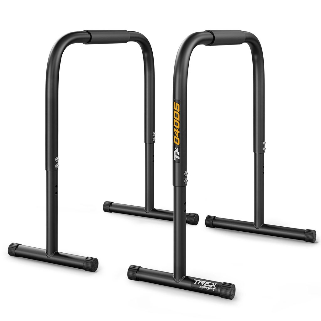 TREX SPORT Dip Barren 2er Set TX-040DS | Dip Station bis 200 kg, höhenverstellbar | Parallettes Calisthenics Equipment