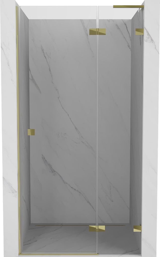 Mexen Lunar L Duschwanne aufklappbare Türen rechts 75 cm, transparent, gold - 834L-075-000-50-00-P