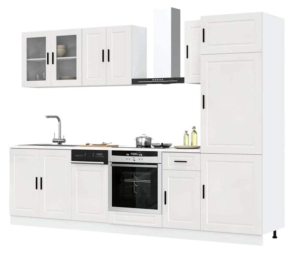 8-teiliges Küchenschrank-Set Porto Hochglanz-Weiß Holzwerkstoff