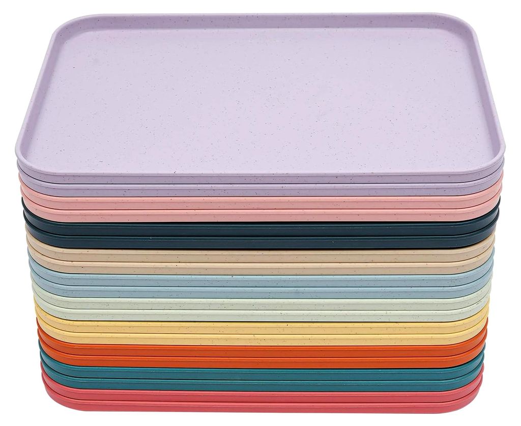 20 Stück Rechteckige Serviertabletts aus Kunststoff 31 x 22 cm, Mehrzwecktabletts in 10 Farben