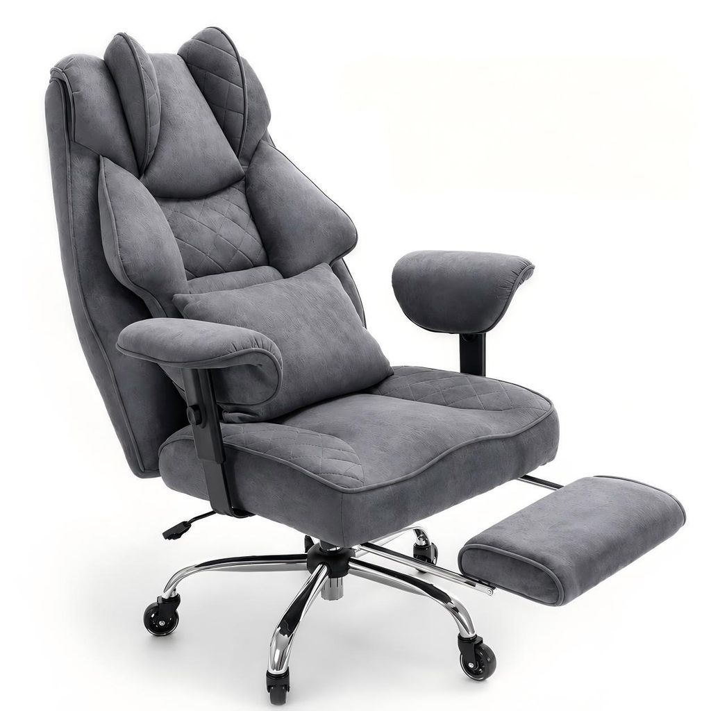 Ergonomischer Bürostuhl XXL mit Samtbezug, Fußstütze und Produktbild 
