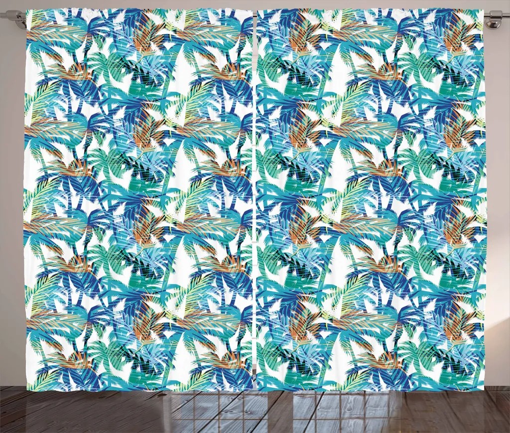 Abakuhaus Rideau Rustique Feuille Palmier, Abstrait, 280x225 cm, Menthe
