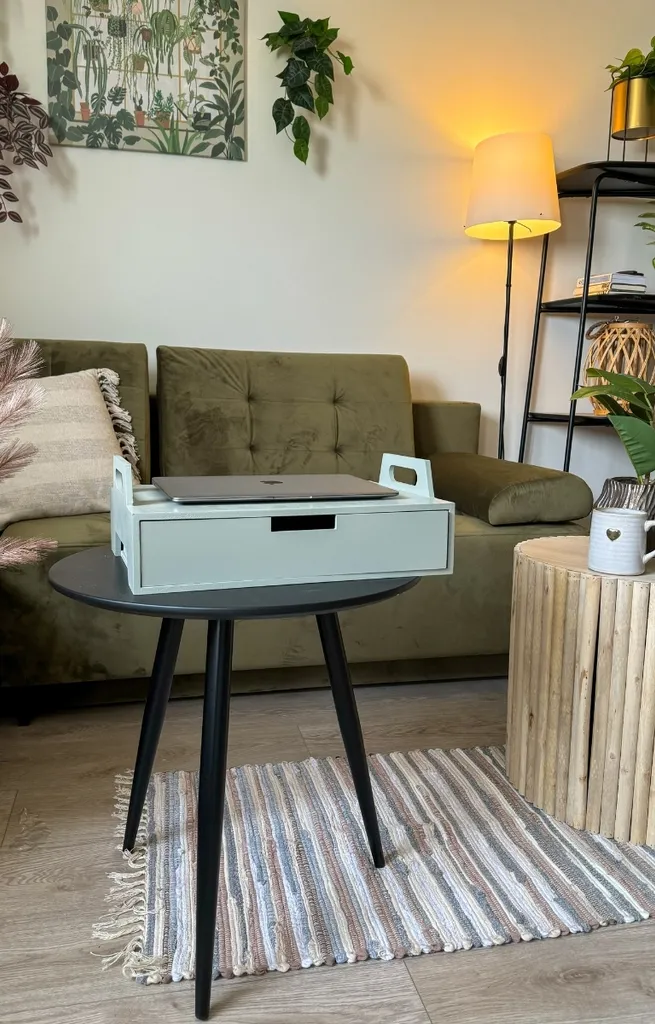 Table d'appoint pour ordinateur portable Gusta en bois Vert Gris 41cm