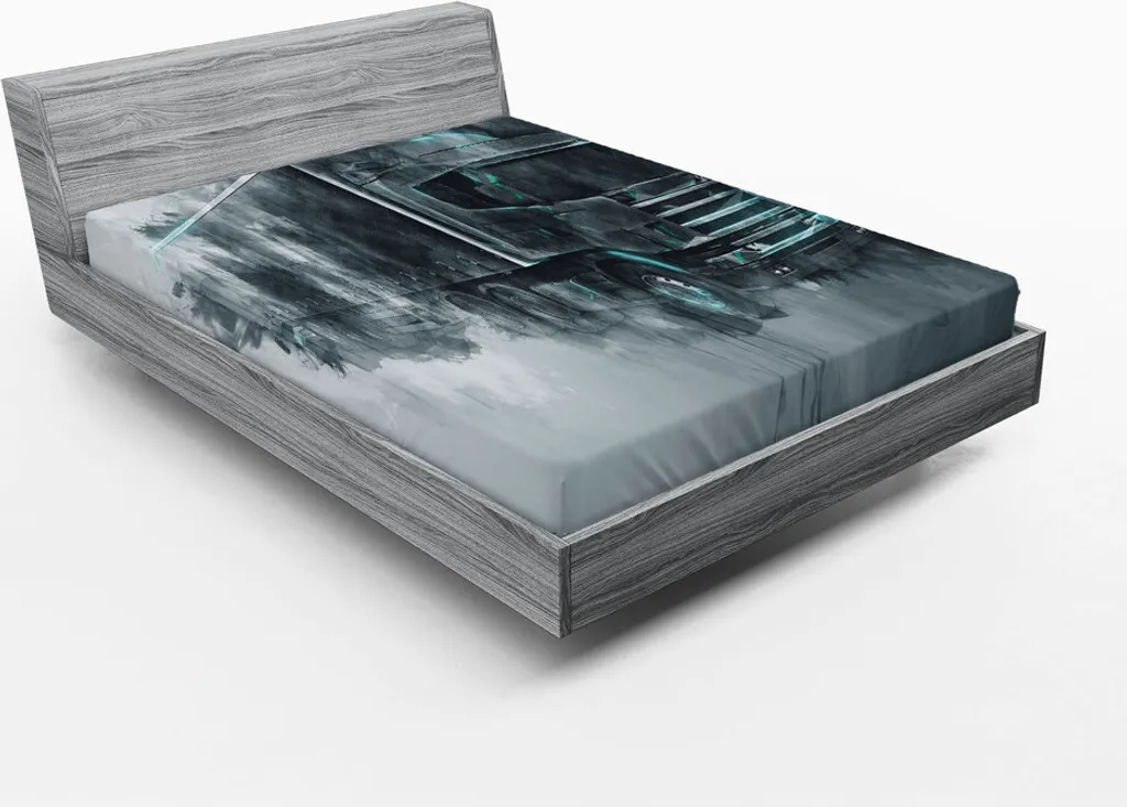 ABAKUHAUS Drap-housse Camion remorque gris et turquoise 180x200 cm
