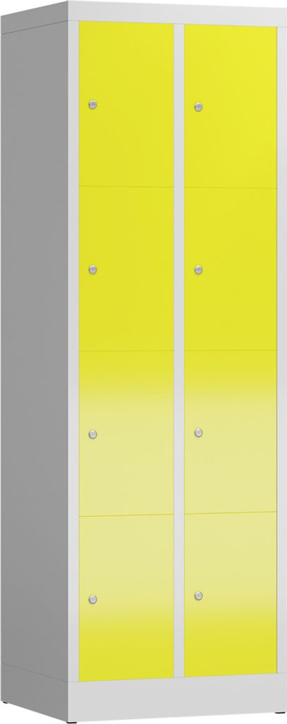 Schließfachschrank Fächerschrank 8 Fächer Spind 180x60x50cm lichtgrau/zinkgelb X-520426