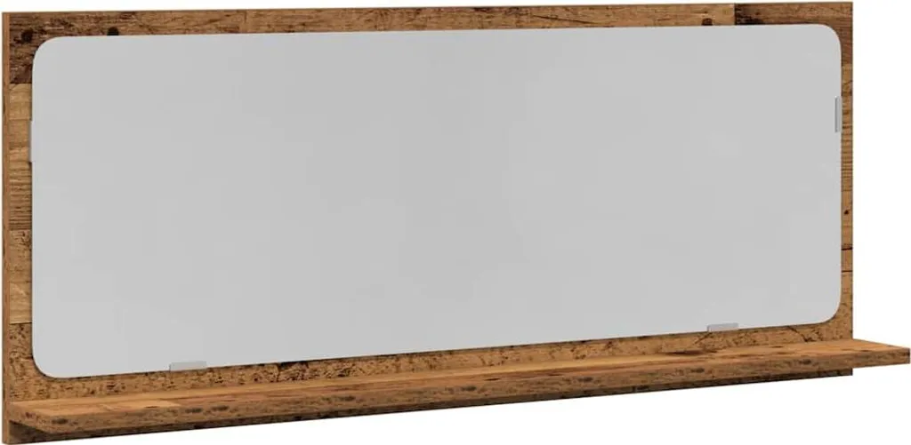 Miroir étagère 90cm bois composite coloris vieux bois design rustique