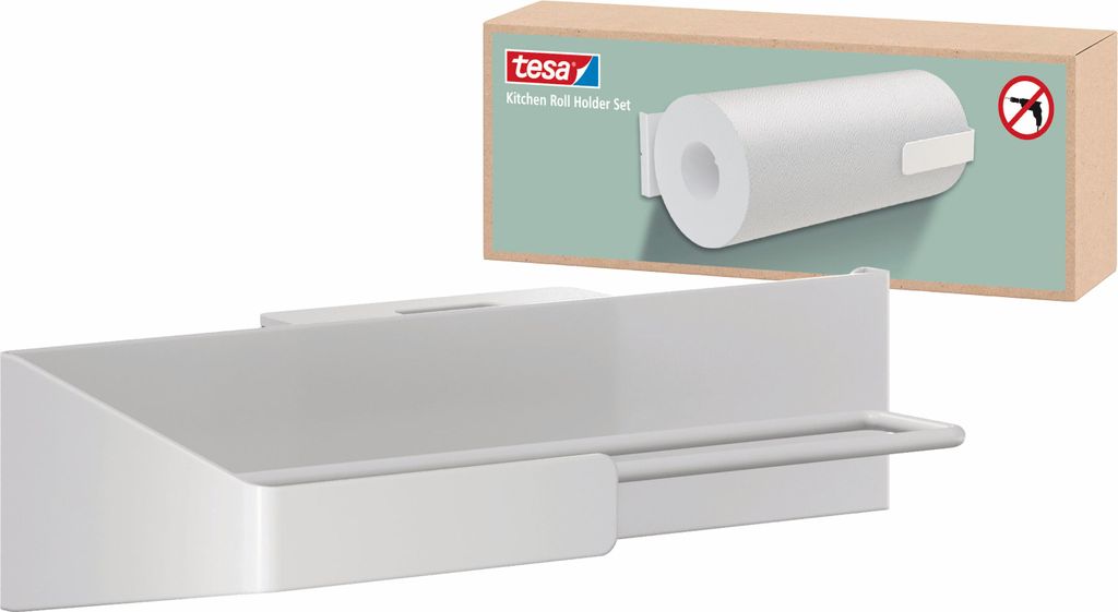 tesa Küchenzubehör Küchenrollenhalter Küchentücher-Halterung Wand ohne Bohren