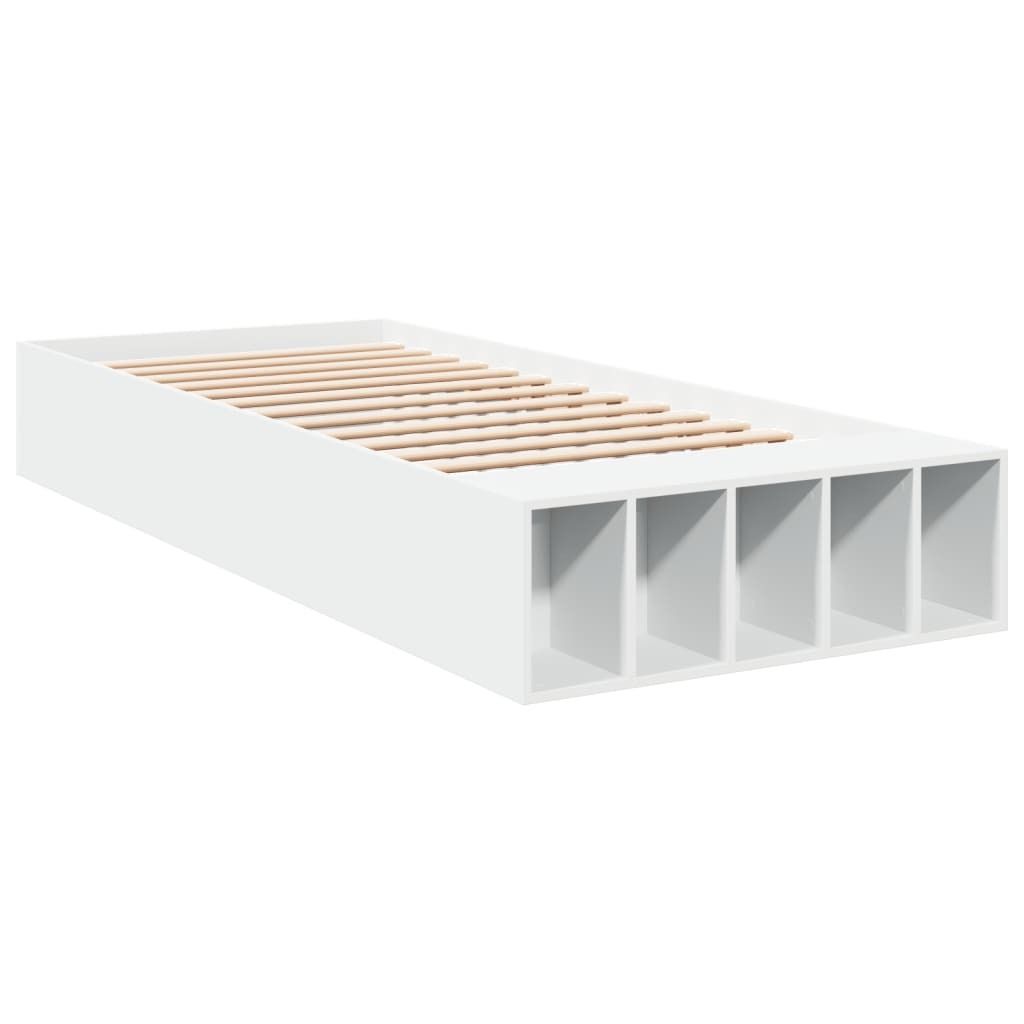 vidaXL Postel White 100x200 cm Dřevěný materiál Obrázek produktu 
