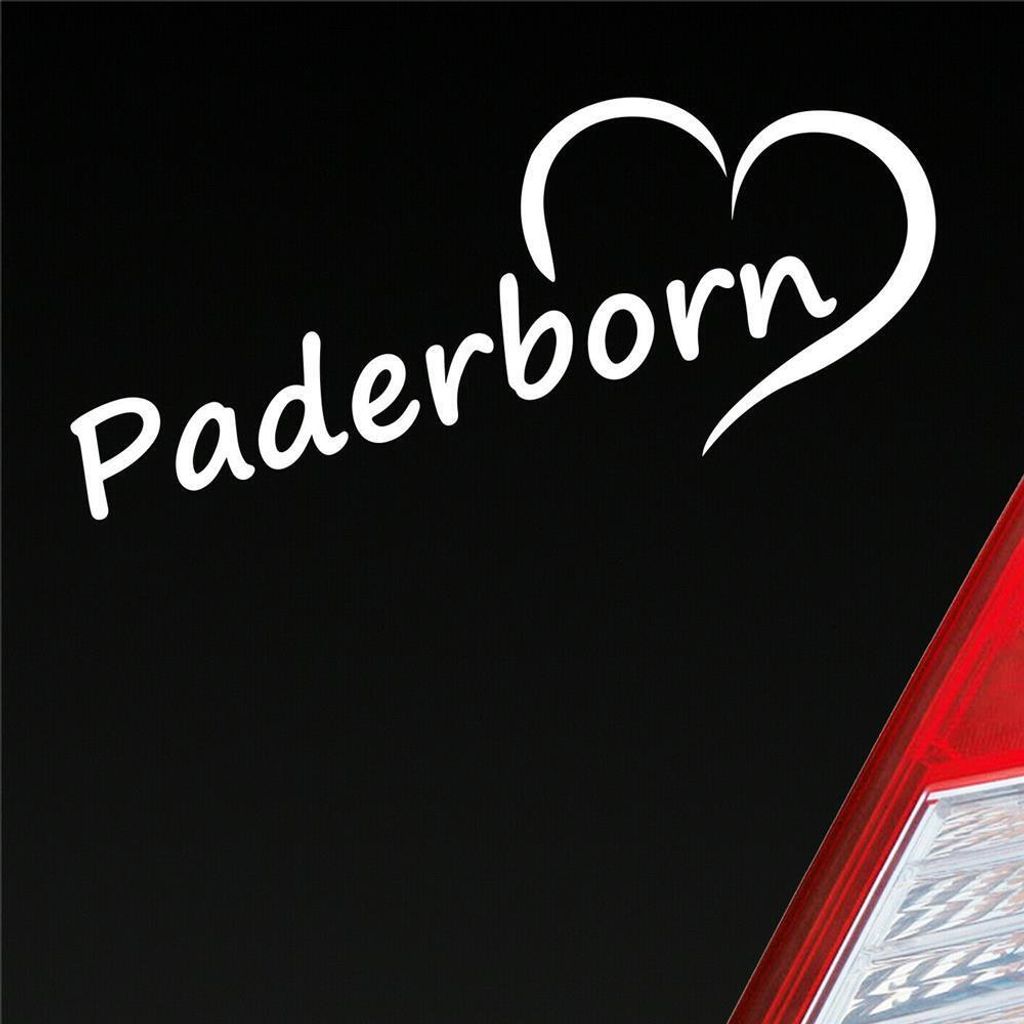 Auto Aufkleber Paderborn Herz Stadt City Liebe Love Heimat 16x8 cm Weiss Matt Sticker Heckscheibenaufkleber