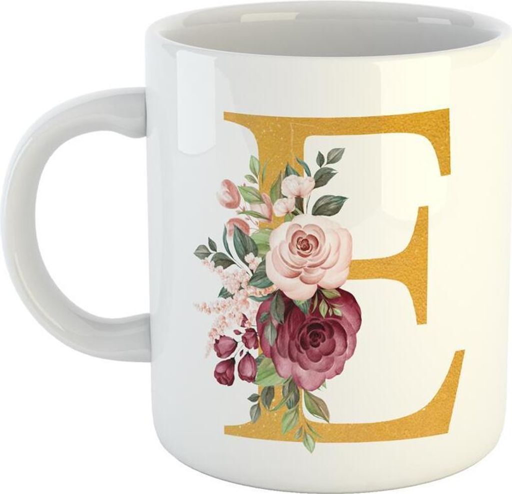 Huuraa Kaffeetasse Buchstabe E Geschenk Tasse Weiß 330ml Buchstabe E Präsent