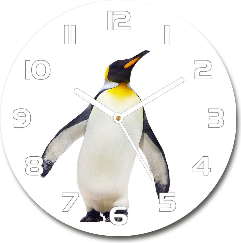 Wanduhr aus Glas 30fi Glasbild Glasuhr Gehärtetes Glas - weisse-zeiger - Penguin