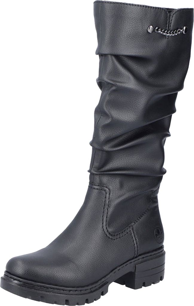 Rieker Damen Stiefel Langschaft Blockabsatz Kette 76891, Größe:39 EU, Farbe:Schwarz