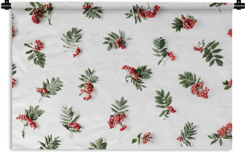 MuchoWow Wandteppich Wandbehang Winter - Mistelzweig - Rot 120x80 cm Tapisserie Dekoration Wandtuch - Wanddekorationen - Wandtücher
