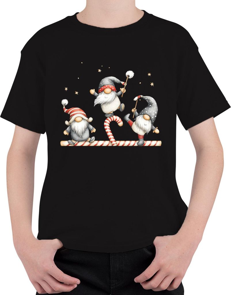 Weihnachtswichtel Zuckerstange süß lustig Geschenk Weihnachten Uni Kinder T-Shirt, Schwarz, 140