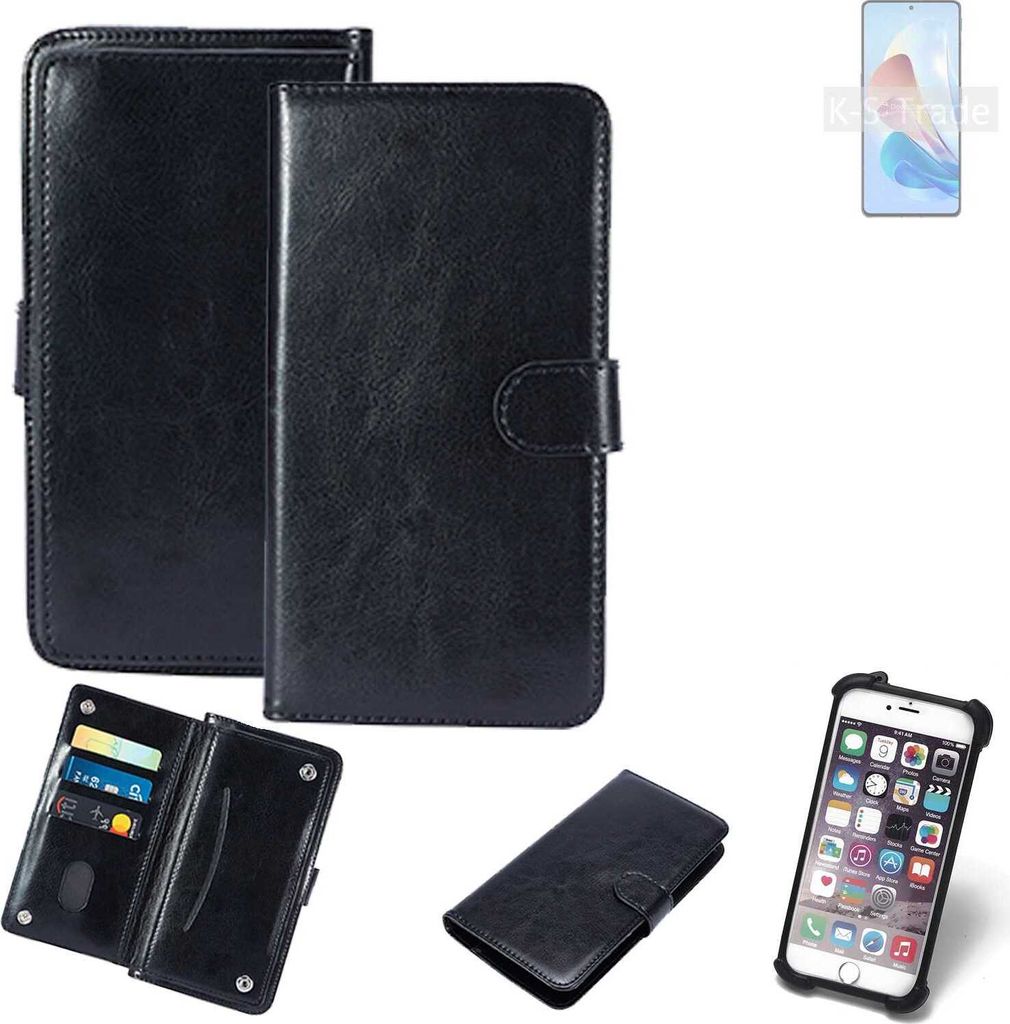 K-S-Trade 360° Hülle kompatibel mit nubia Z40S Pro 80W schwarz Kunstleder Case BookCase WalletCase Kunstlederederhülle Handyhülle, Rundumschutz