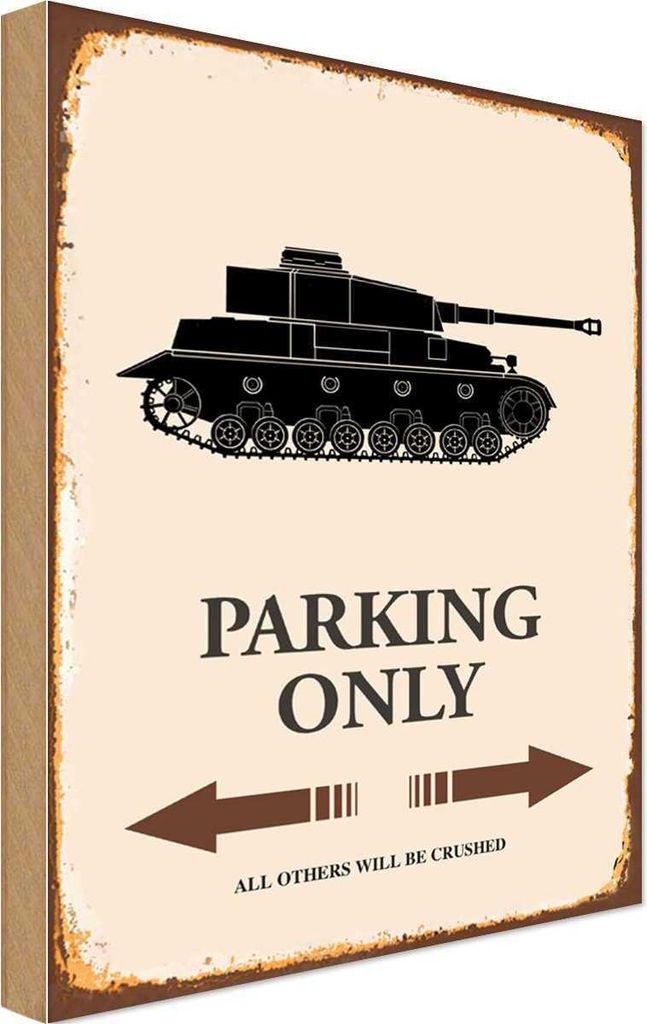 vianmo Holzschild 18x12 cm Panzer parking only Parkplatzschild