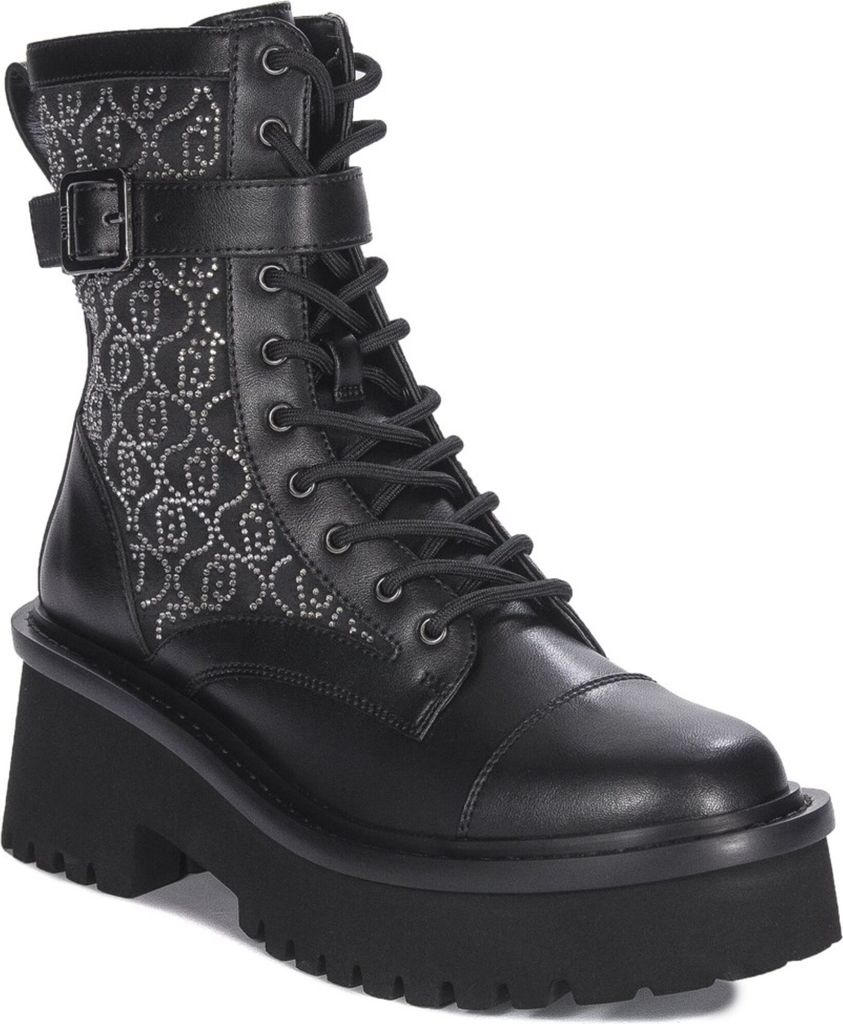Liu Jo Damen Biker Boots/ Schnürstiefeletten FLAIR 03 Schwarz Textil-Synthetik-Mix Größe: 39