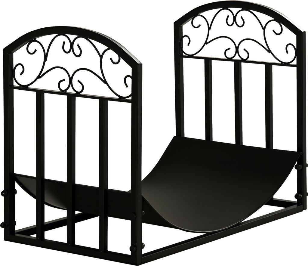 Metall Kaminholzregal 60 kg belastbar 60,5x36x46,5 cm Schwarz Brennholzständer Feuerholzablage Kaminwerkzeug