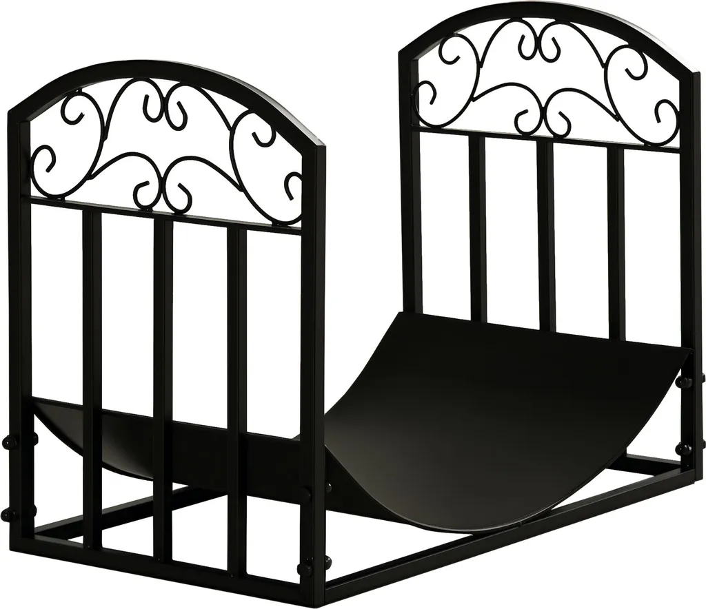 Rangement bois de chauffage intérieur métal noir porte-bûches 60,5 cm