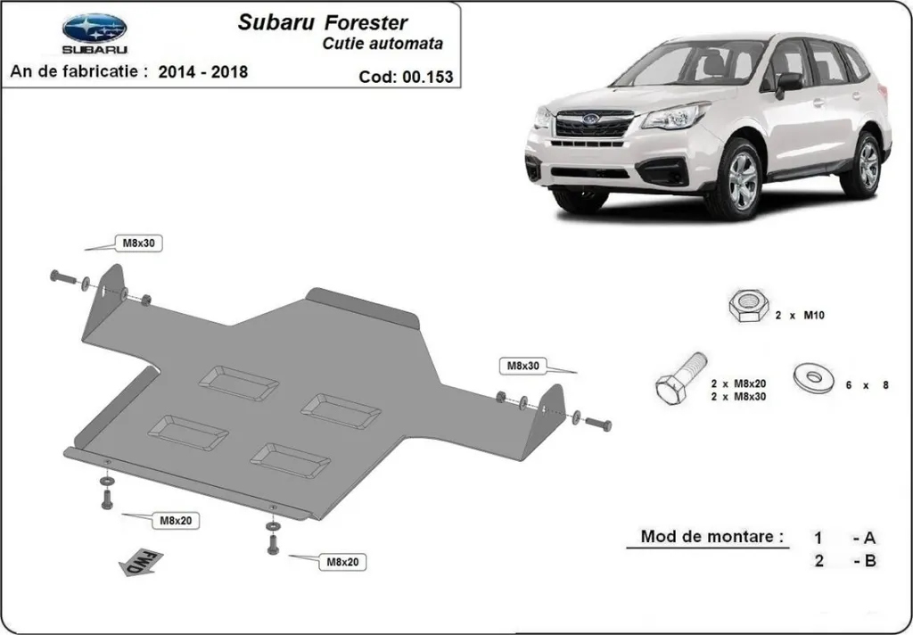 Plat de protection boîte de vitesses Subaru Forester en acier robuste - 3