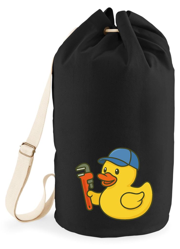 Huuraa Seesack Quietscheente Installation Comic Gummiente 20 Liter Black Baumwolle Rucksack Geschenkidee