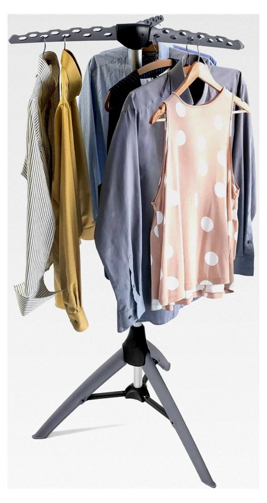 Bügelwäscheständer aus Stahl, rostfrei, kompakt und faltbar, grau