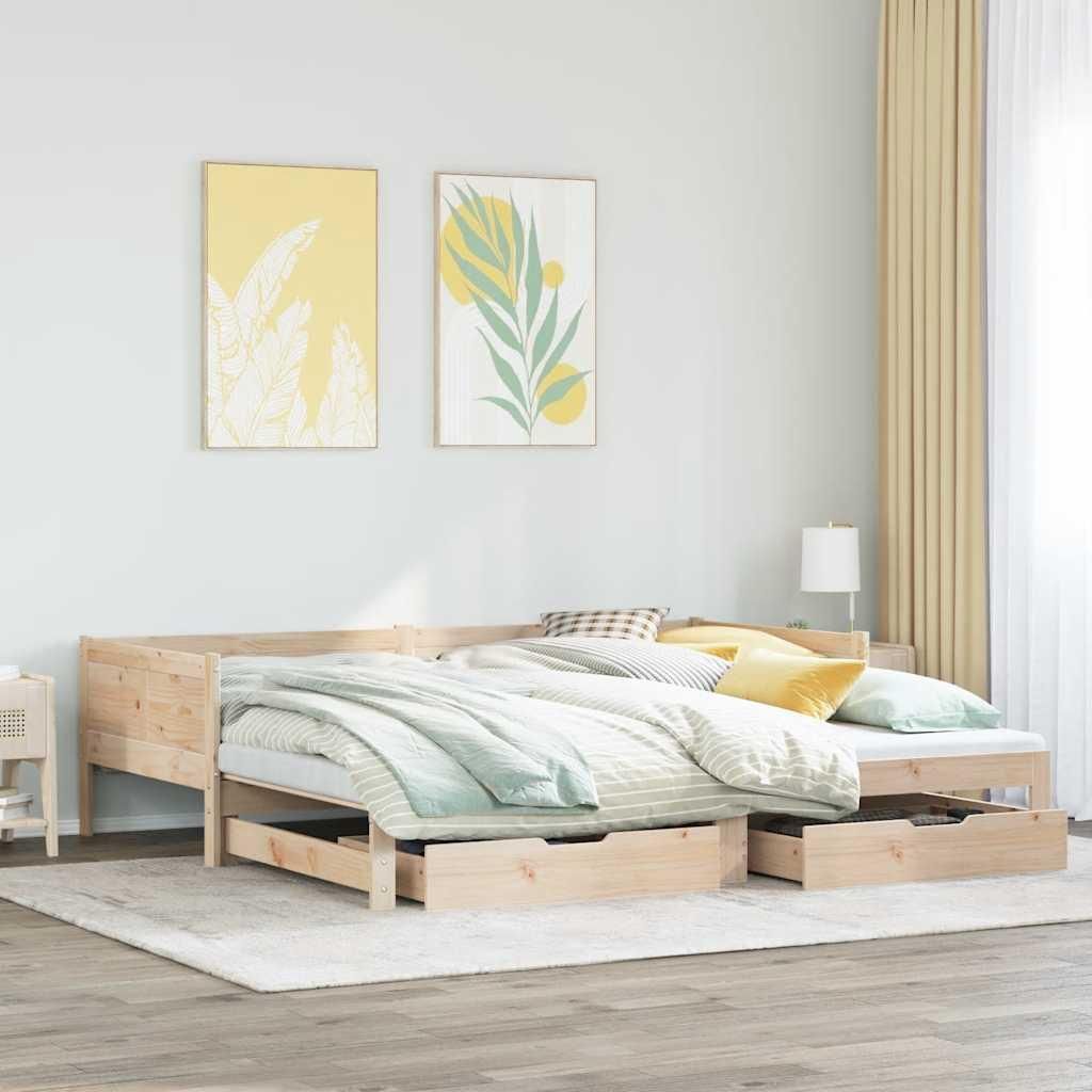 Tagesbett Ausziehbar mit Schubladen ohne Matratze 90x190 cm, Klassische Betten Design Möbel Neu