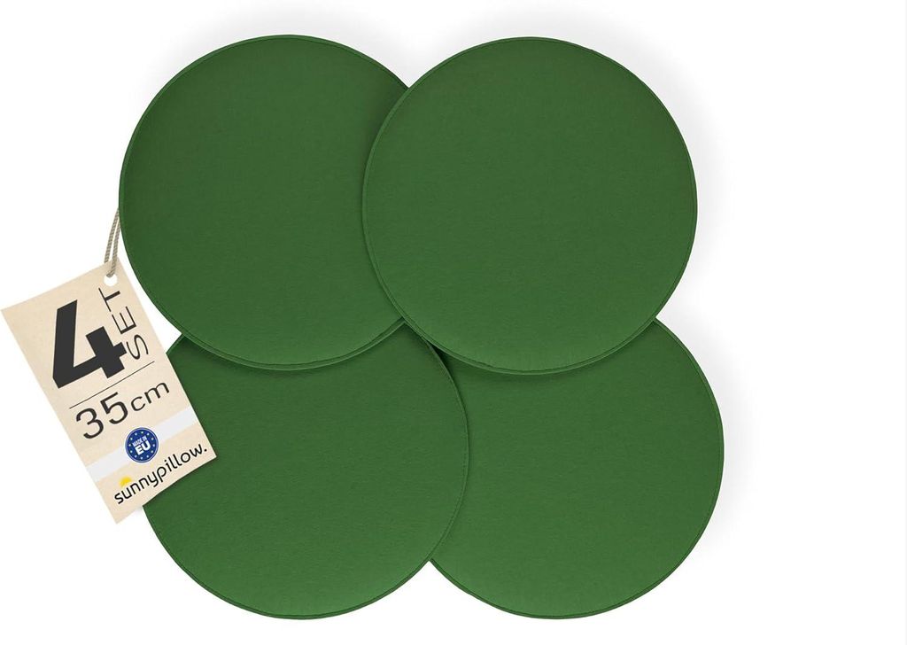 sunnypillow 4er Set Stuhlkissen aus Filz rund Ø 36cm | gemütliche Filzkissen für Bank und Stuhl | Indoor/Outdoor | Sitzkissen Sitzauflage | Dunk...