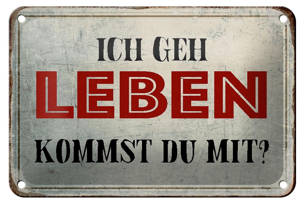 Blechschild Spruch 18x12cm geh leben kommst du mit Retro