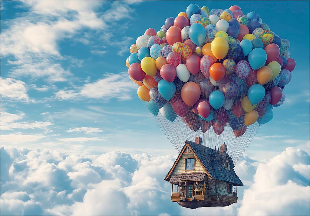 Fototapete Kinderzimmer Mädchen Luftballons Märchen - 350x250 cm - inklusive kleister - Vlies Tapete Kinder - Vliestapete Modern Wandtapete - Kin...