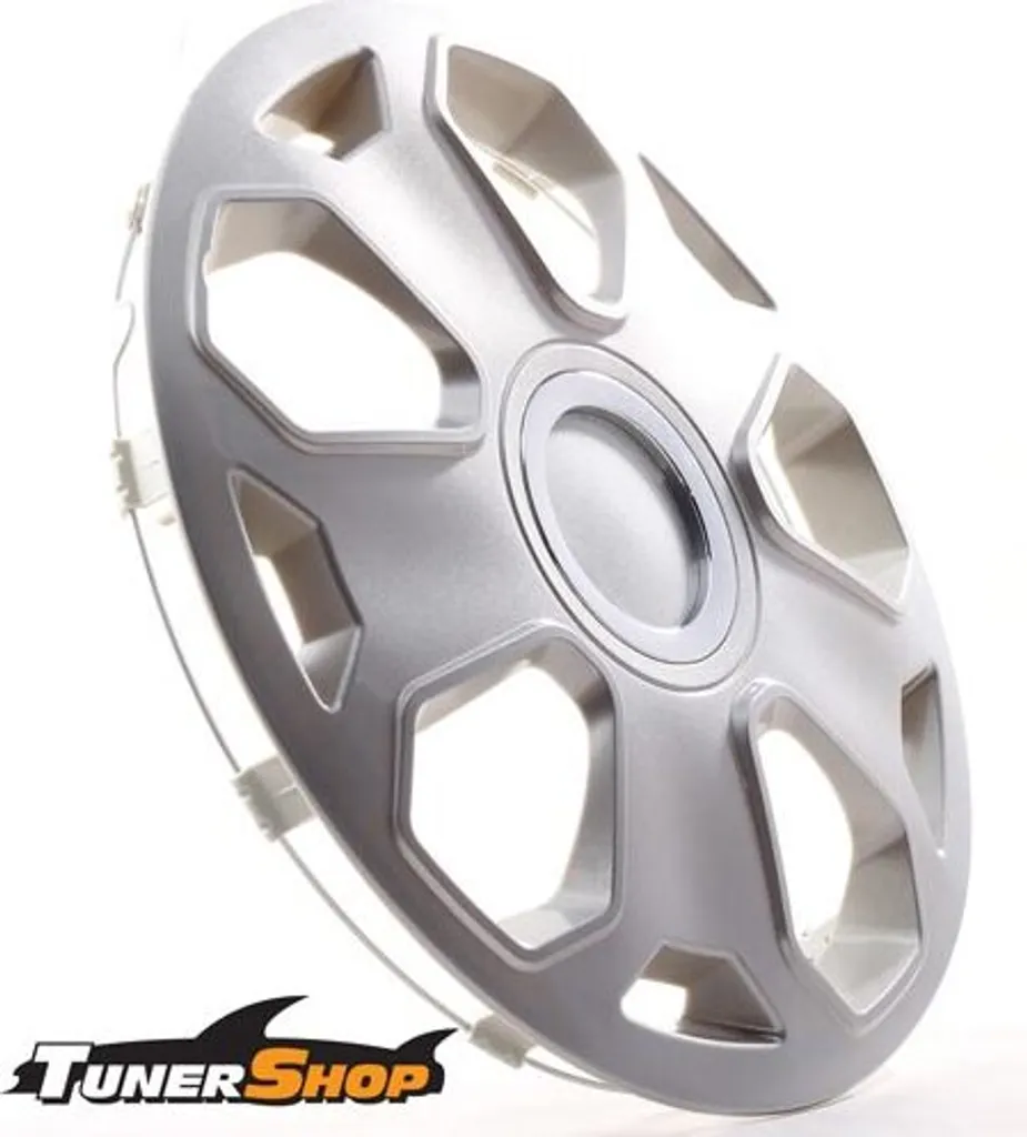 4 Coprimozzi Tunershop 15 Pollici Opal Lux Argento con Anello Cromato