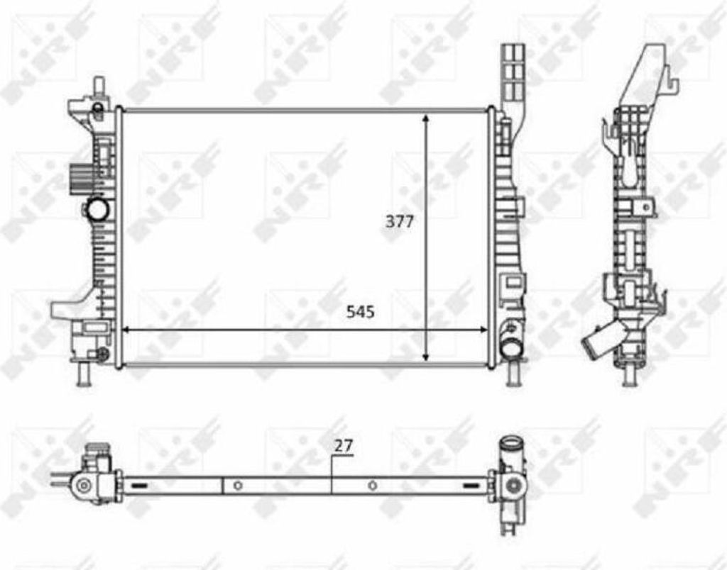 Kühler Motor Kühlrippen gelötet 545 - 377 mm Alu NRF für u.a. FORD TOURNEO